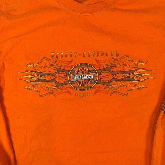 Harley Davidson tucson Arizona Vibrant Orange Long Sleeve Shirt Size L - Picture 4 of 9